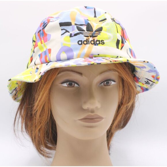 Adidas Love Unites Bucket Hat Multicolor Abstract Bright Print Adult Cotton 20.5 - Picture 2 of 8